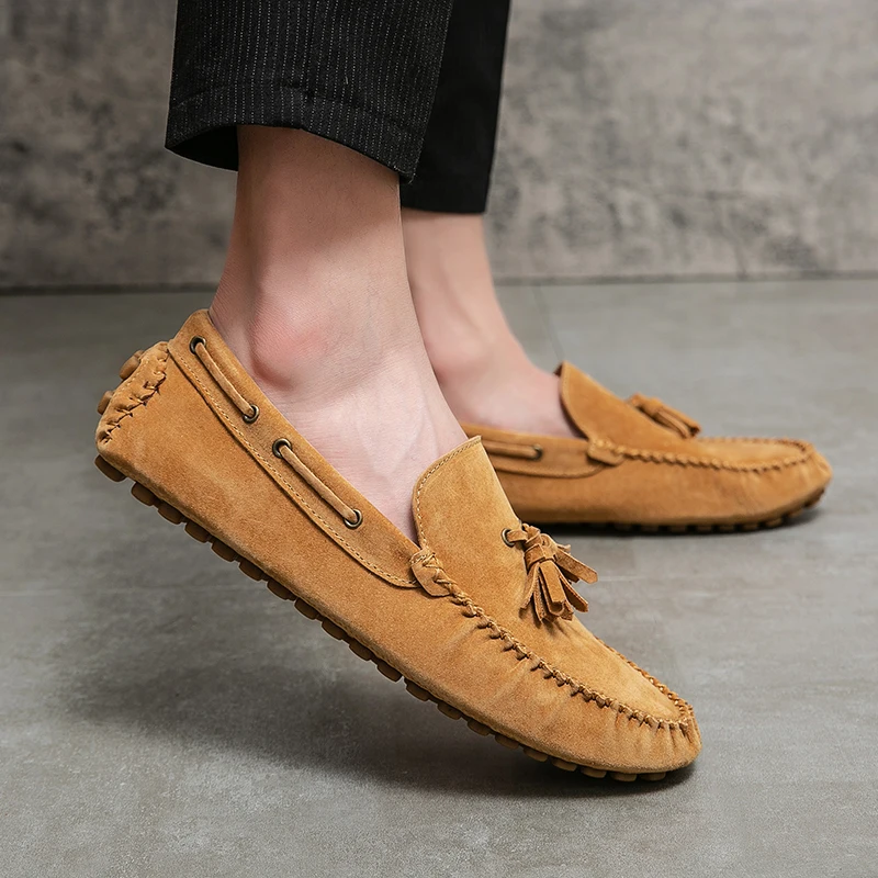 2022 Men Summer Loafer Fashion Suede Male Casual Shoes Mocasines Man British Style Driving Shoes Black Men Footwear Comfortable