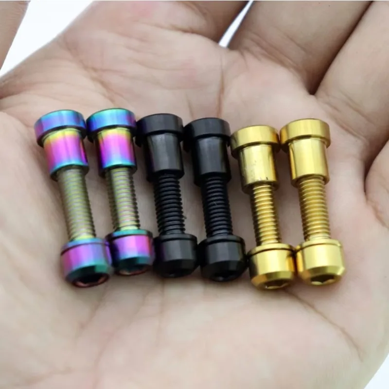 2/4pcs Titanium Alloy Bolts M5x18mm Bicycle Handlebar Stem Screw with Washer for MTB Road Bike Carbon Stem Front Forking Lock 5