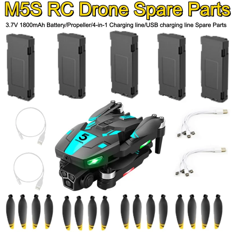 M5S Drone Battery Spare Parts 3.7V 1800mAh Battery/Propeller/4-in-1 Charging line/USB charging line Accessories For M5S RC Done
