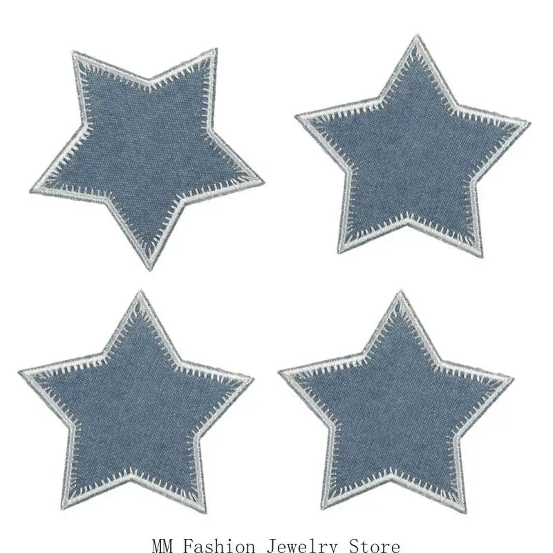 

D0UB Denims Sewing Patches Elegant Star Embroidered Applique for Decoration Embroidered Appliques Sew on Dress