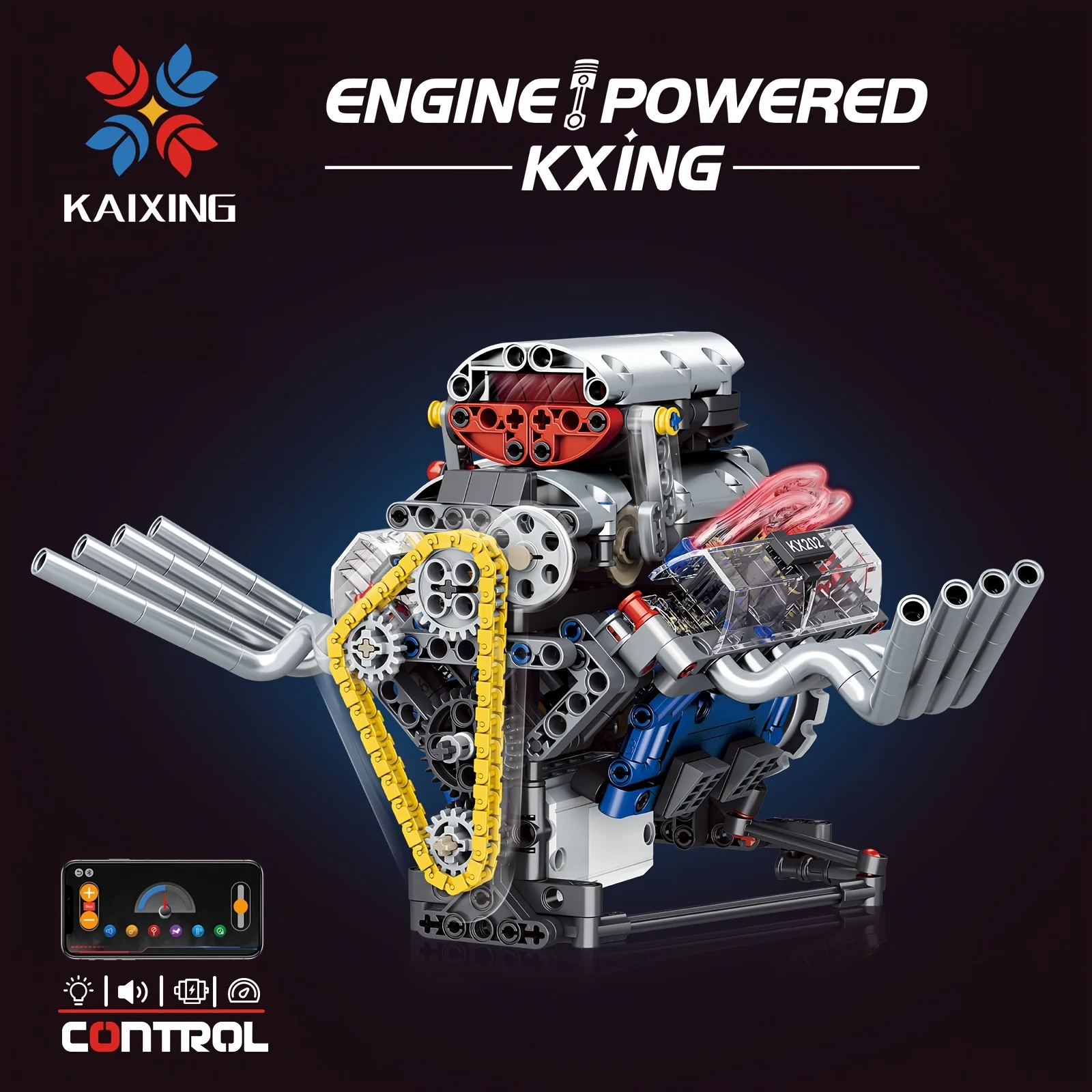 

Supercar Electric V8 Engine Building Blocks - Detailed ABS Mechanical Assembly Toy Model, Perfect Birthday Gift