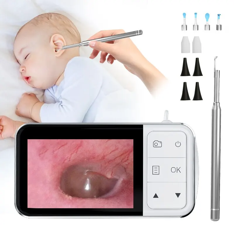 4.5 Inch LCD Digital Otoscope 3.9mm 1080P Ear Scope Camera with 6 Lights Ear Wax Removal Tool for Kids Adults With Carring Bag