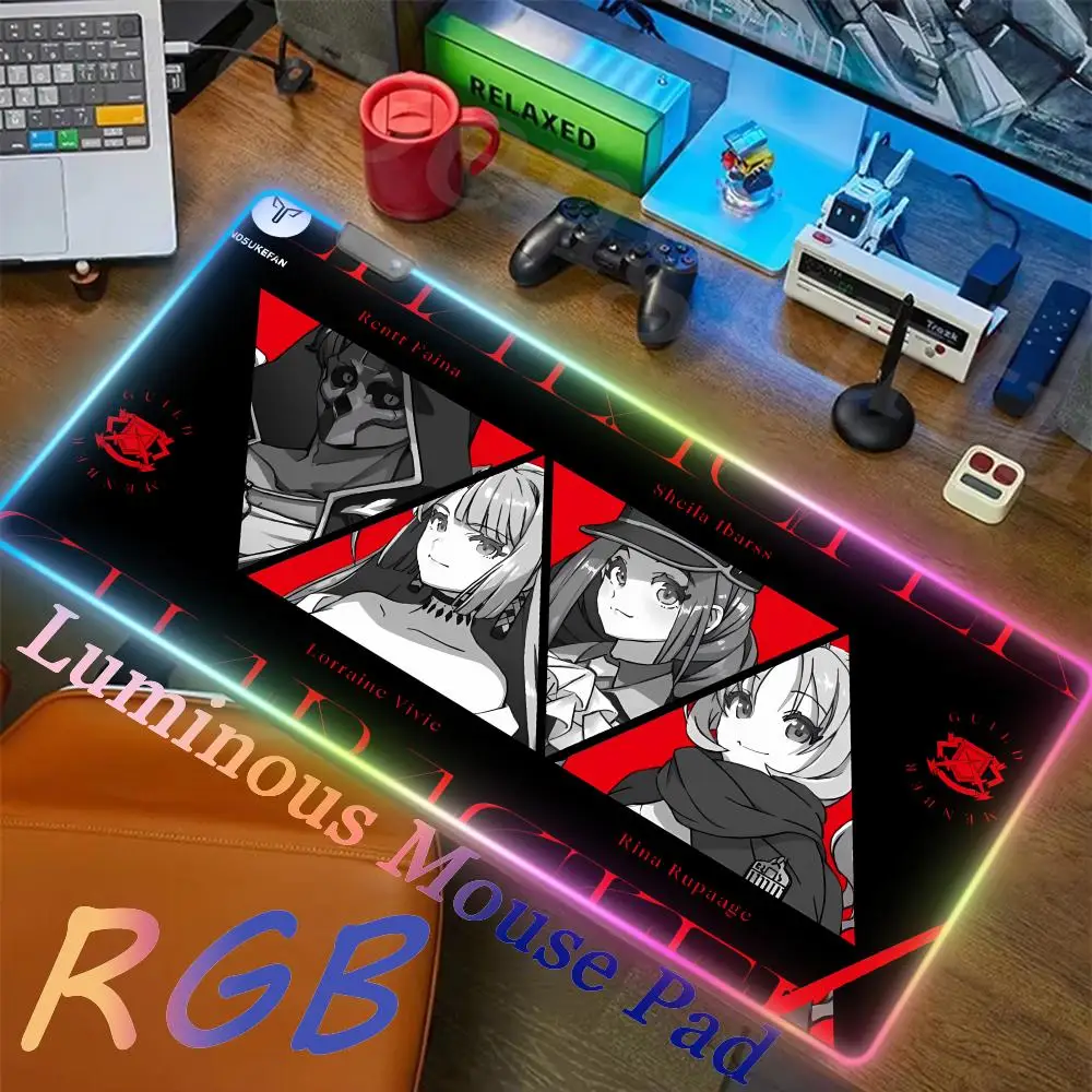 

Fashion Mouse Pad Anime figures RGB Non-Slip Rubber Desktop Setup Edge locking Undead_Adventurer Gaming accessories Luminescence