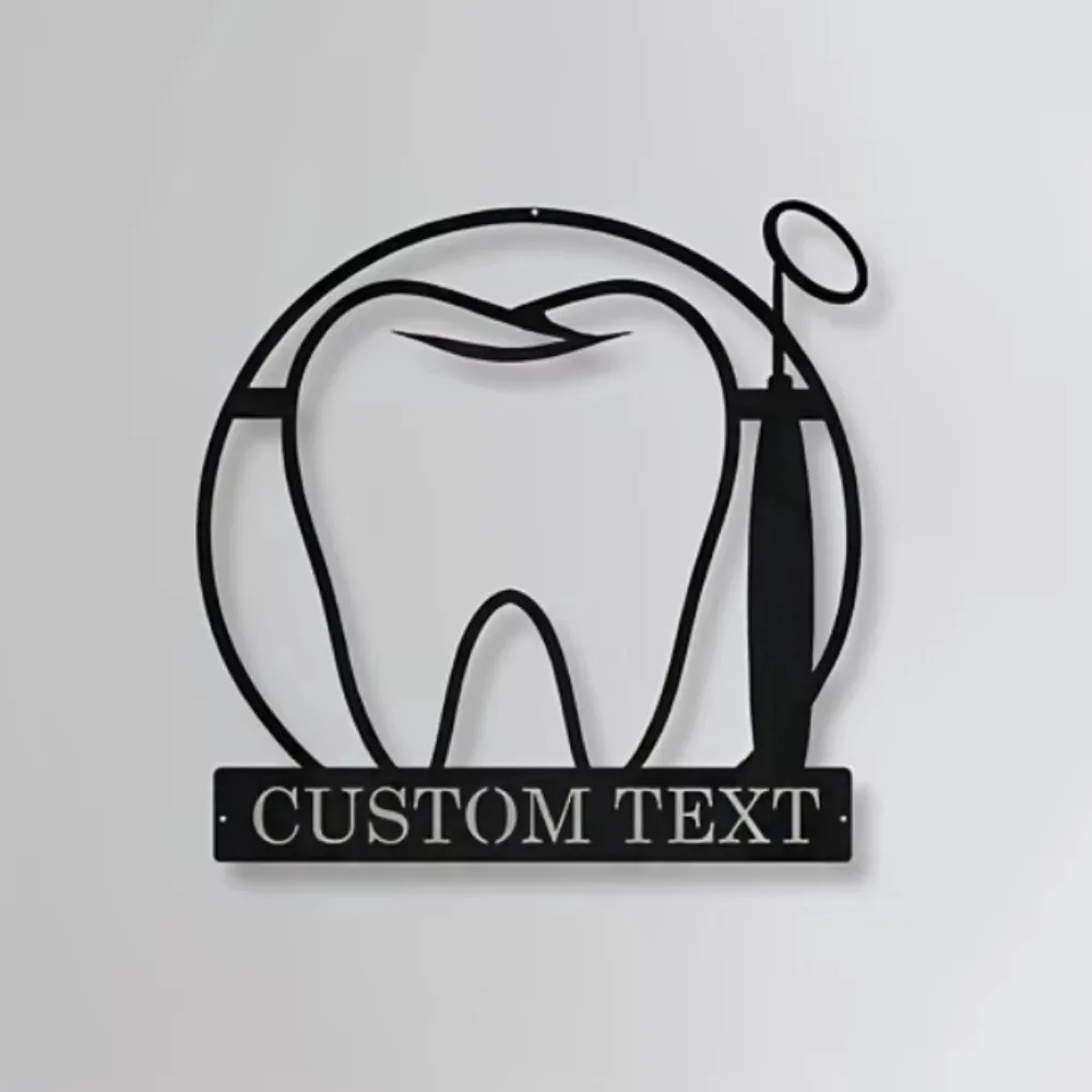 

Charming Exclusive Handmade Custom Dentist Sign. Iron Wall Art, Tooth Tools. Personalized Name Address, Ideal for Clinics.