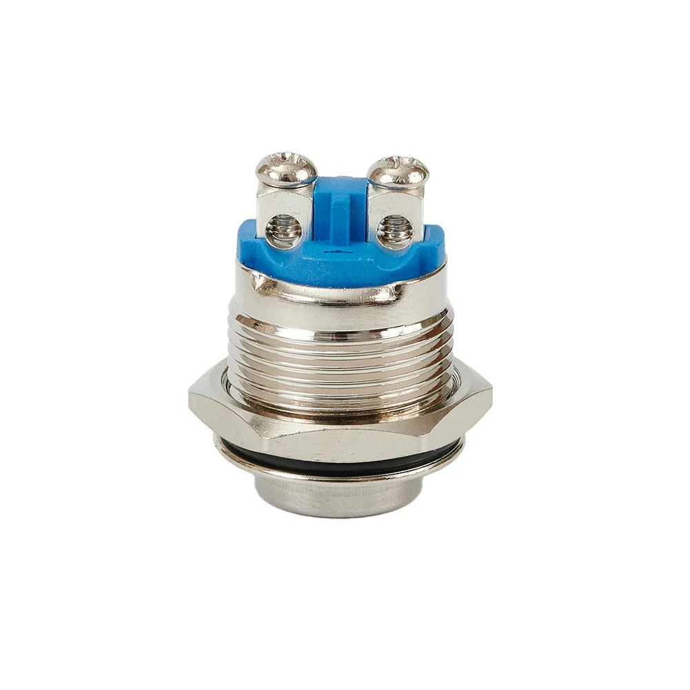 12V 16mm Metal Waterproof Push Button Momentary On Off Horn Switch Start Silver  For Circuit Control In Electromagnetic Starter