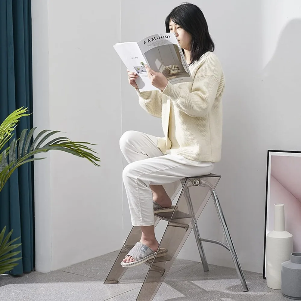 다용도 접이식 아크릴 사다리 스툴, 가정용 다색 스텝 스툴