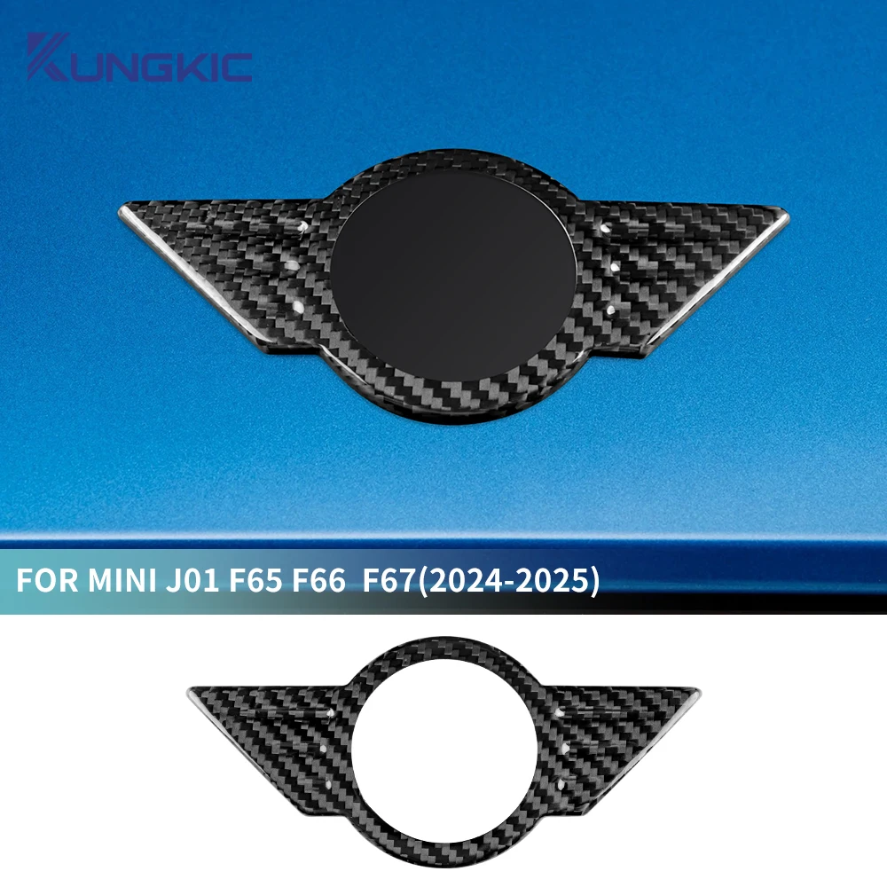

Для Mini Cooper S F65 F66 F67 J01 EV 2024 2025 Логотип автомобиля Передний капот Значок Задний багажник Эмблемы Наклейка Настоящее сухое углеродное волокно
