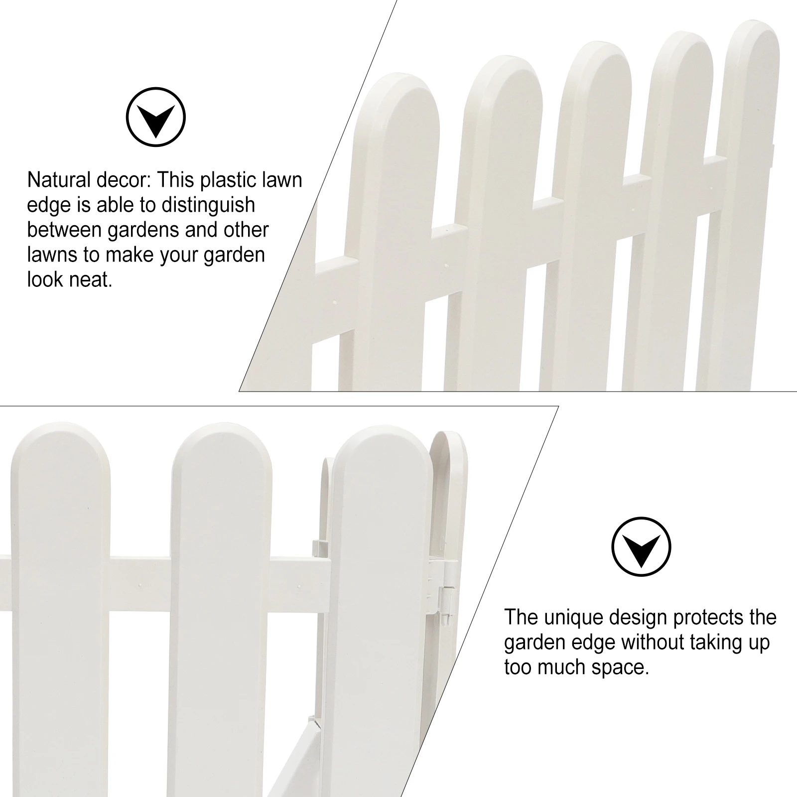 

2pcs White Plastic Garden Fence Lawn Border Landscape Edging Outdoor Decor Kindergarten Wedding Christmas Yard Driveway Path