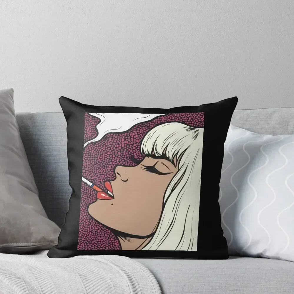 Platinum Blonde Smoking Comic Girl Throw Pillow Pillowcases Bed Cushions Christmas Pillowcase christmas pillowcases pillow