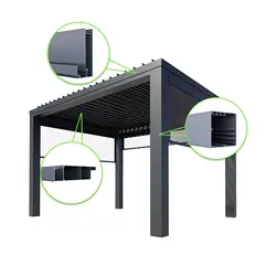 Aluminum pergola Outdoor Awnings Villa Waterproof Motorized Adjustable Gazebo Bioclimatic Pergola Louvered Aluminum Pergola