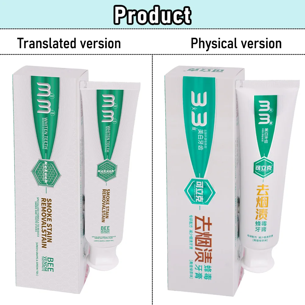 KeLeek Bee Venom Toothpaste 150g Smoke Stain Removal Teeth Whitening Fresh Breath Anti-Plaque Oral Care Toothpaste