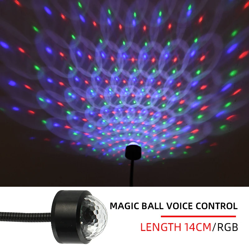 1pc USB Colorful Stage Light 360° All-round Rotation LED Projector Light DJ Car Voice Controlled Atmosphere Lights for Party image 5