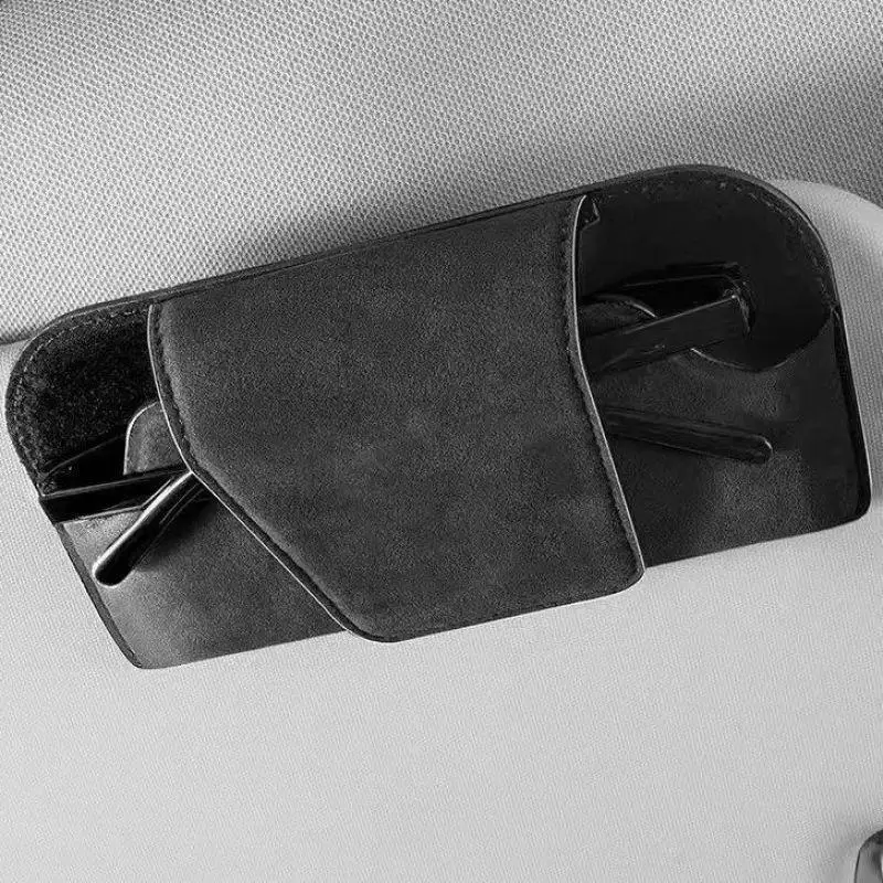 Car Glasses Case Easy to Clean Premium Suede Auto Sun Visor Holder Wear-Resistant Waterproof Surface for Eyewear Storage