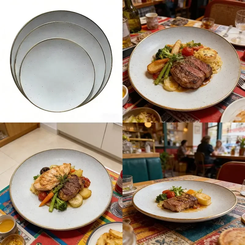 Disposable modern PS material plate Phnom Penh white multi-size party catering wedding event tableware model