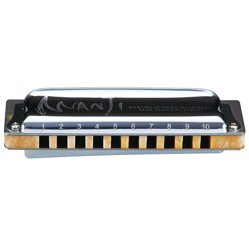 Suzuki 10 Holes Diatonic Harmonica Blues Harp Professionals Armonica M-20 ManJi Ultimate Standard Model Mouth Organ Low Key C F