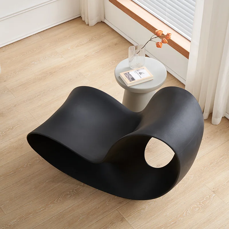 Rocking chair, balcony household lazy recliner, butterfly chair, single leisure seat, white outdoor