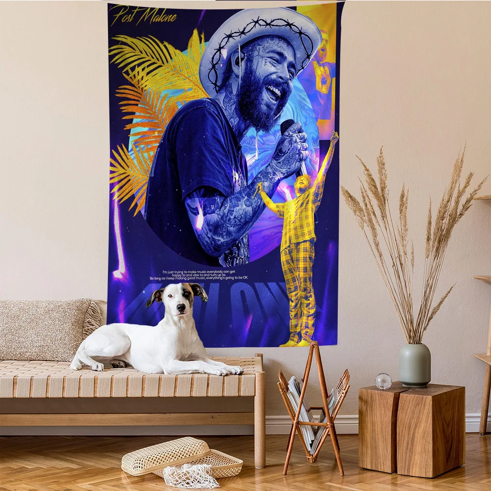 American Singer Star Rapper Post Malone Cartoon Tapestry Wall Hanging Decoration Household Home Decor