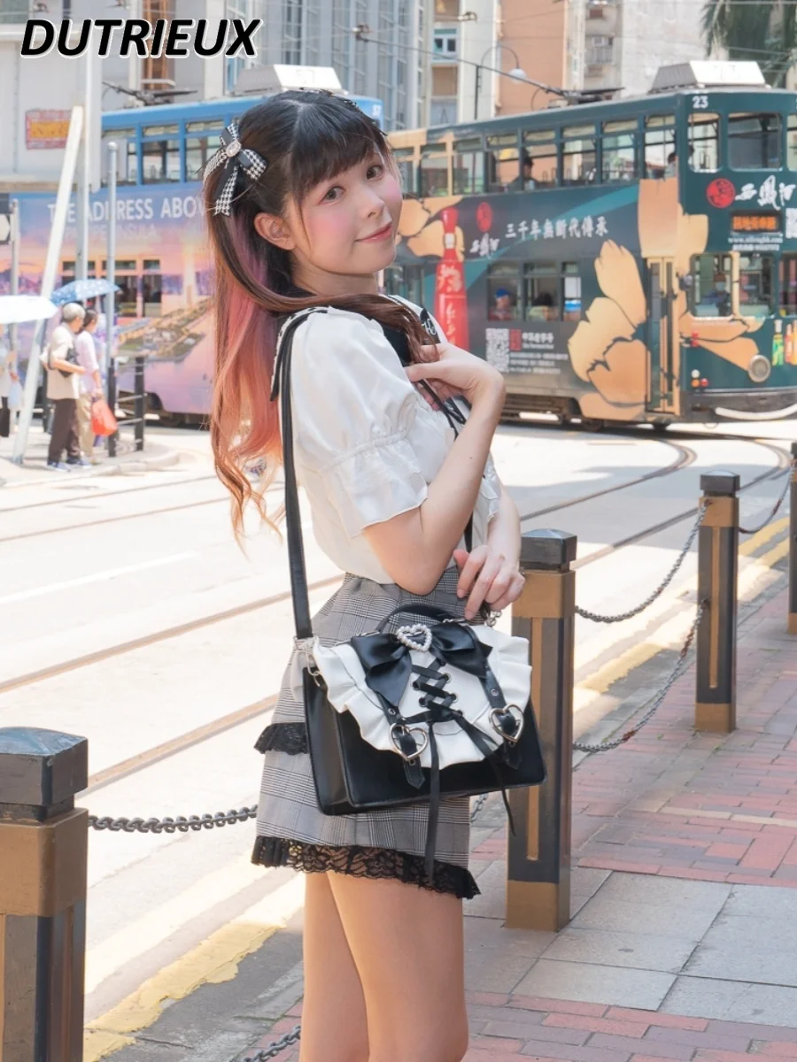 Bowknot Love Messenger Bag Female Mine Mass-Produced Japanese Style Fashion 2024 New Sweet Cute Crossbody Bags for Women