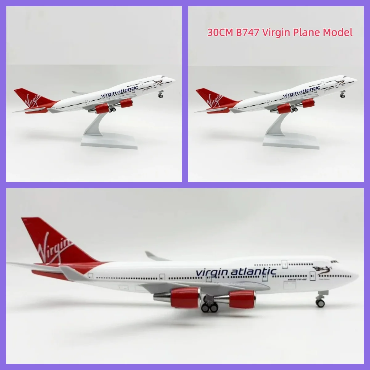 

Модель самолета Virgin Atlantic Airlines B747, 30 см, коллекционная, декоративная, из литой смолы, масштаб 1/250, игрушка для детей