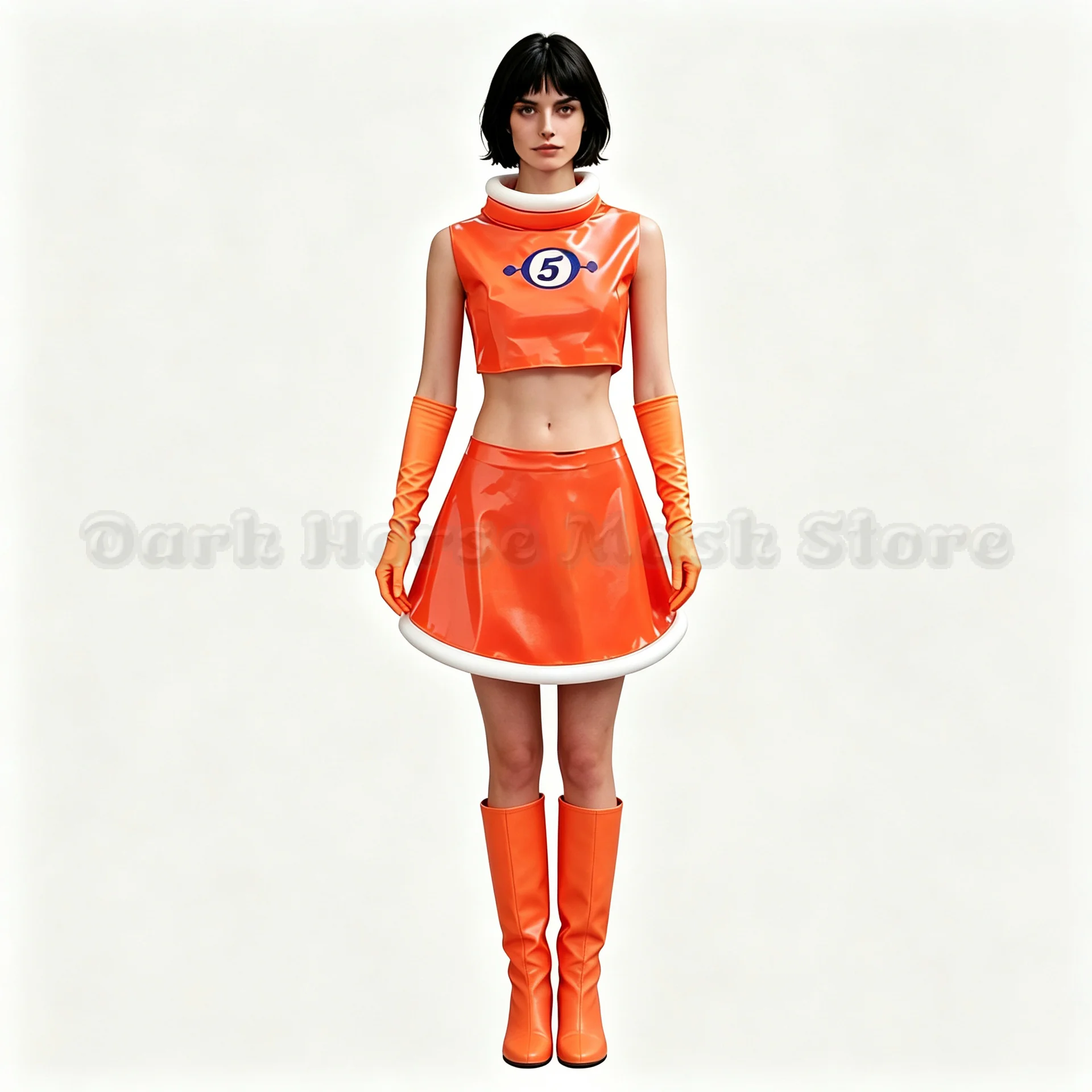 Anime-Spiel Ulala Cosplay-Kostüm, Space Channel 5 Erwachsenen-Frauenkostüm, Ulala Sexy Orange Tanzkleid, Halloween-Party Bühnenoutfit