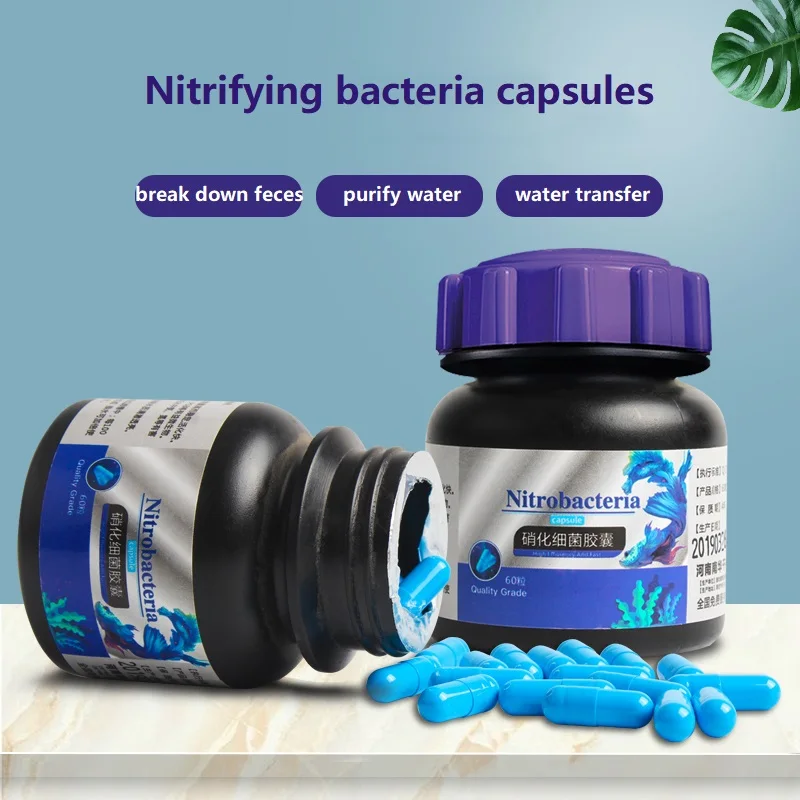 Fish Tank Nitrifying Bacteria Capsules, Concentrated Nitrifying Bacteria Dry Powder Aquarium Water Quality Stabilizer