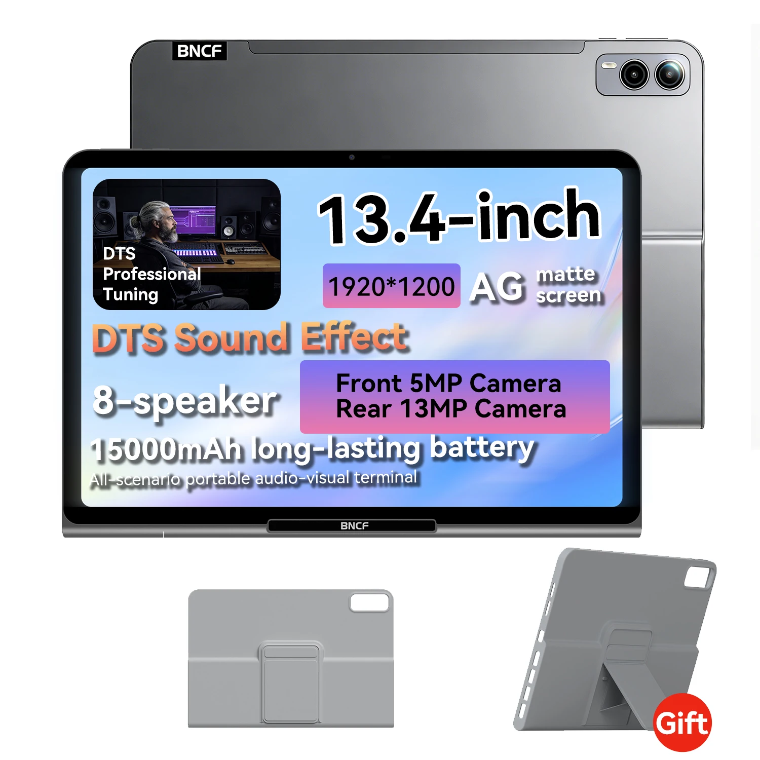 BNCF 2026 13.4 Inch Tablet Android 16 DTS Professional Tuning 15000mAh Battery 24+128GB 4G LTE Global Version Office Study Pad