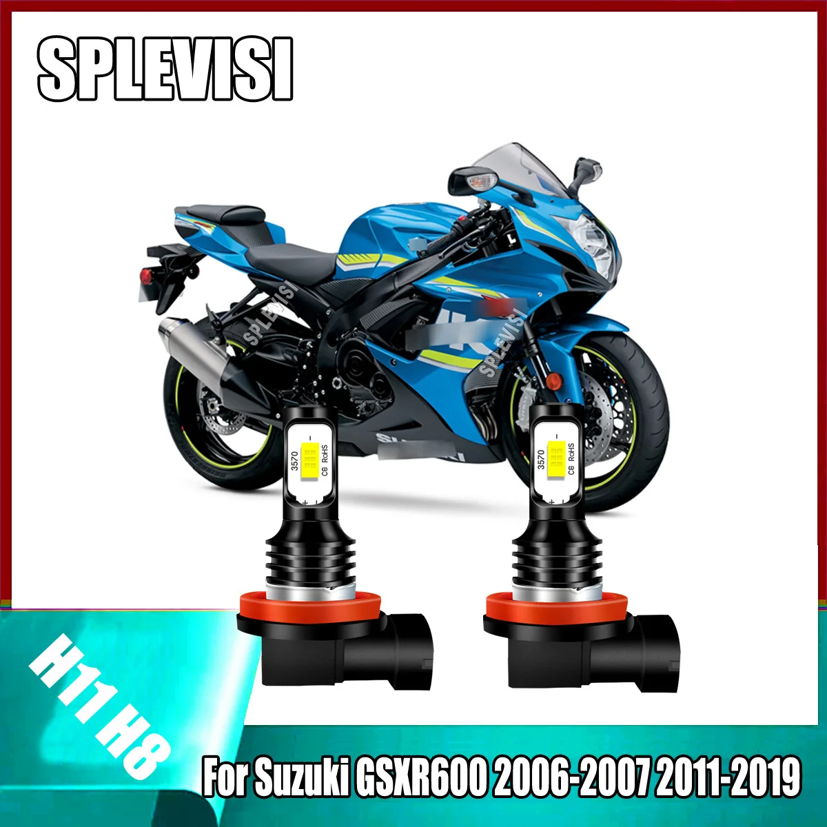 

2x H11 H8 H9 High Beam Headlight LED Bulbs Conversion Kit 6000K Daylight White Fits For Suzuki GSXR600 2006-2007 2011-2019