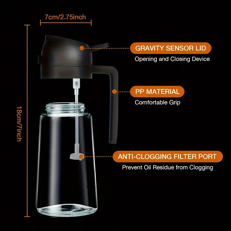Glass Automatic Opening and Closing Spray Oil Pot Bottle Spray Pour Dual-Use Household Air Fryer Aerosolised Spray Oil Bottle