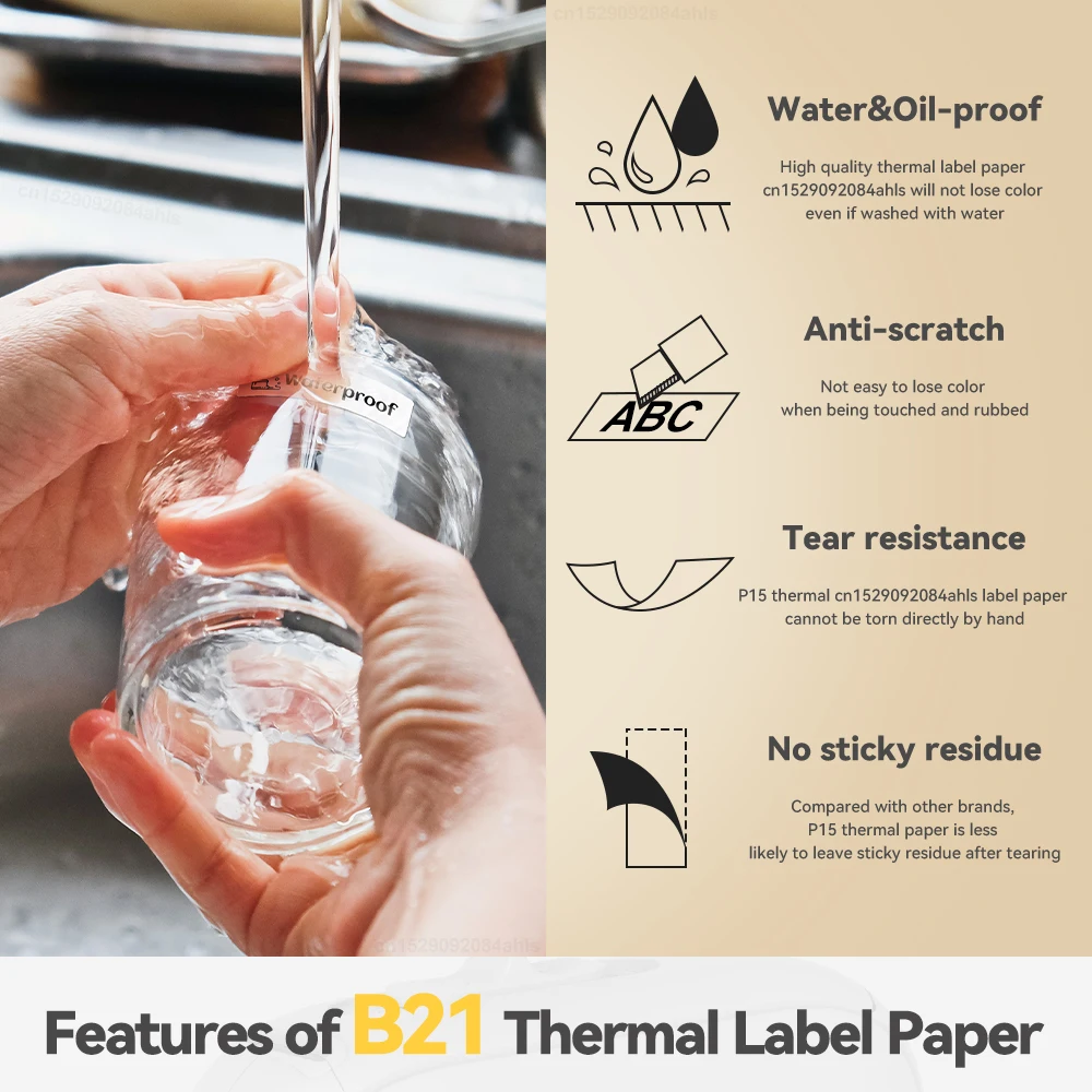 Niimbot B21 Label Sticker Adhesive Thermal Paper for Niimbot B1B203 B3S Niimbot Label Printer White Label Ribbon Waterproof