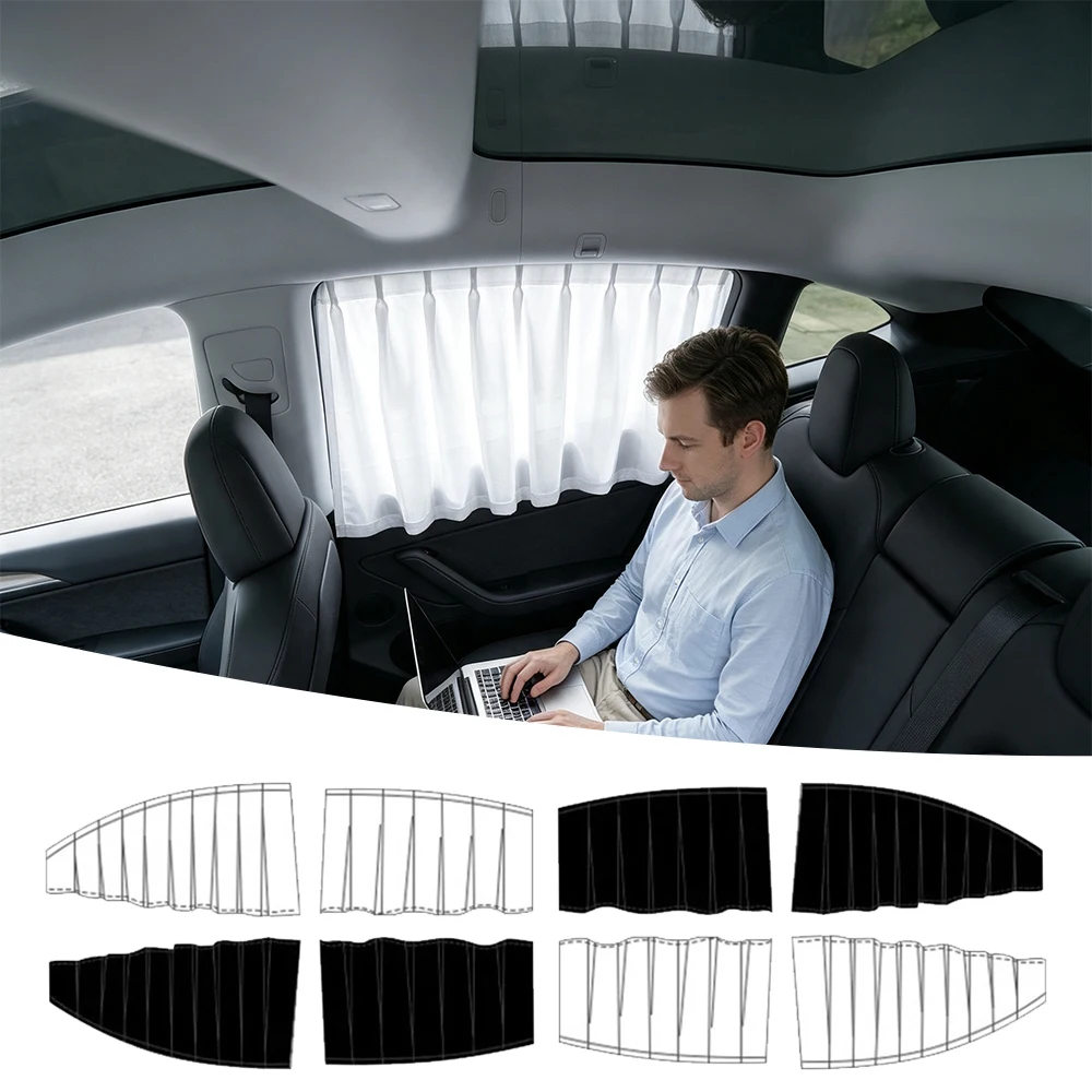 Car Sunshade Curtain Window UV Blocking Privacy Curtain Interior Accessories For Tesla Model 3 Highland Model 3 Model Y 21-24