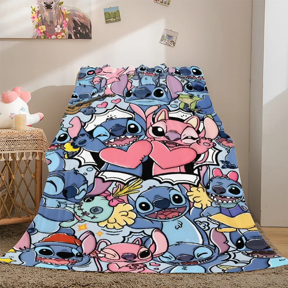 1PC Stitch flannel blankets are comfortable and cute, suitable for all seasons, perfect for living room decoration, sofa deco