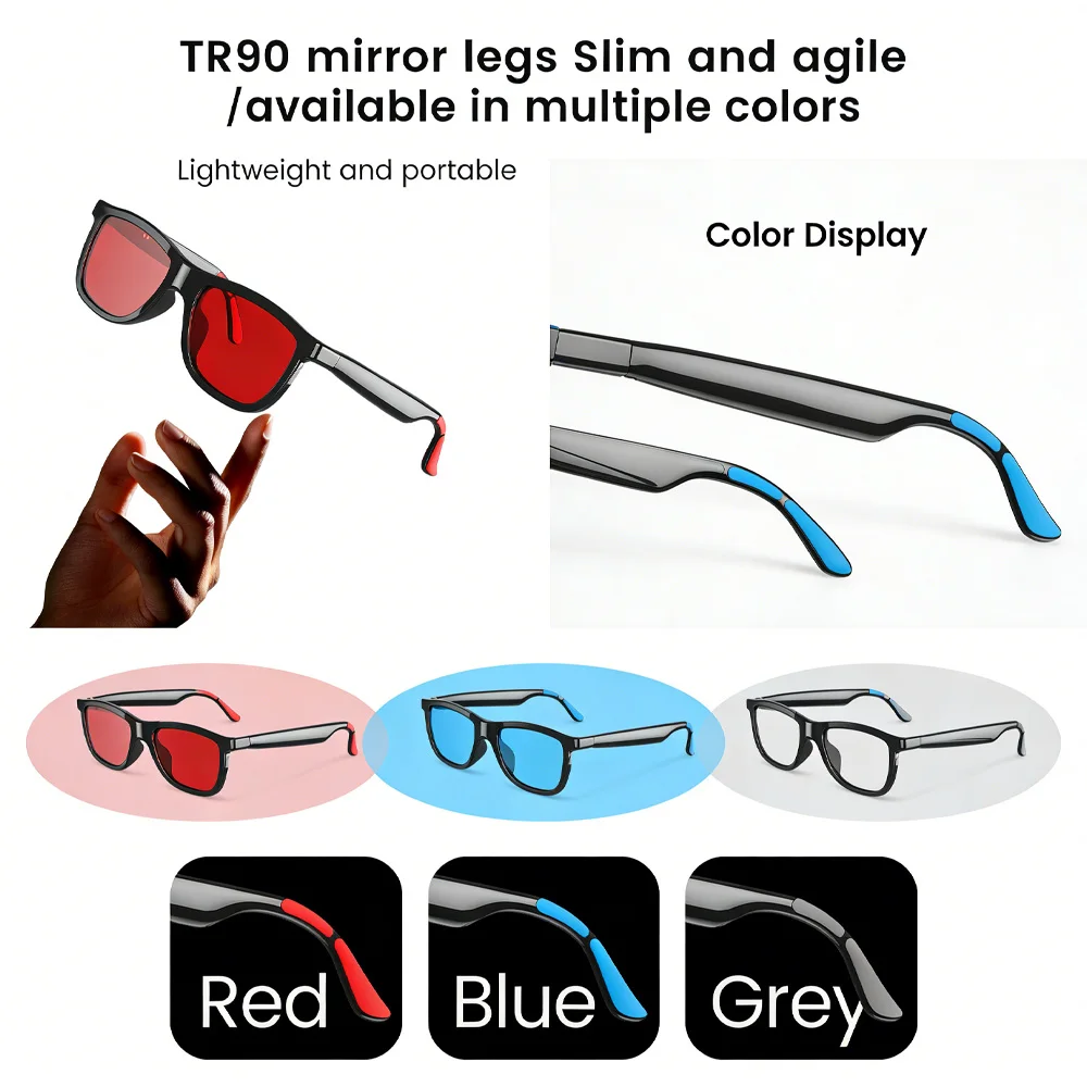 

New Smart Audio Glasses Touch Control Color Changing Lens Dual Microphone Noise Reduction Super Clear Sound Bluetooth Sunglasses