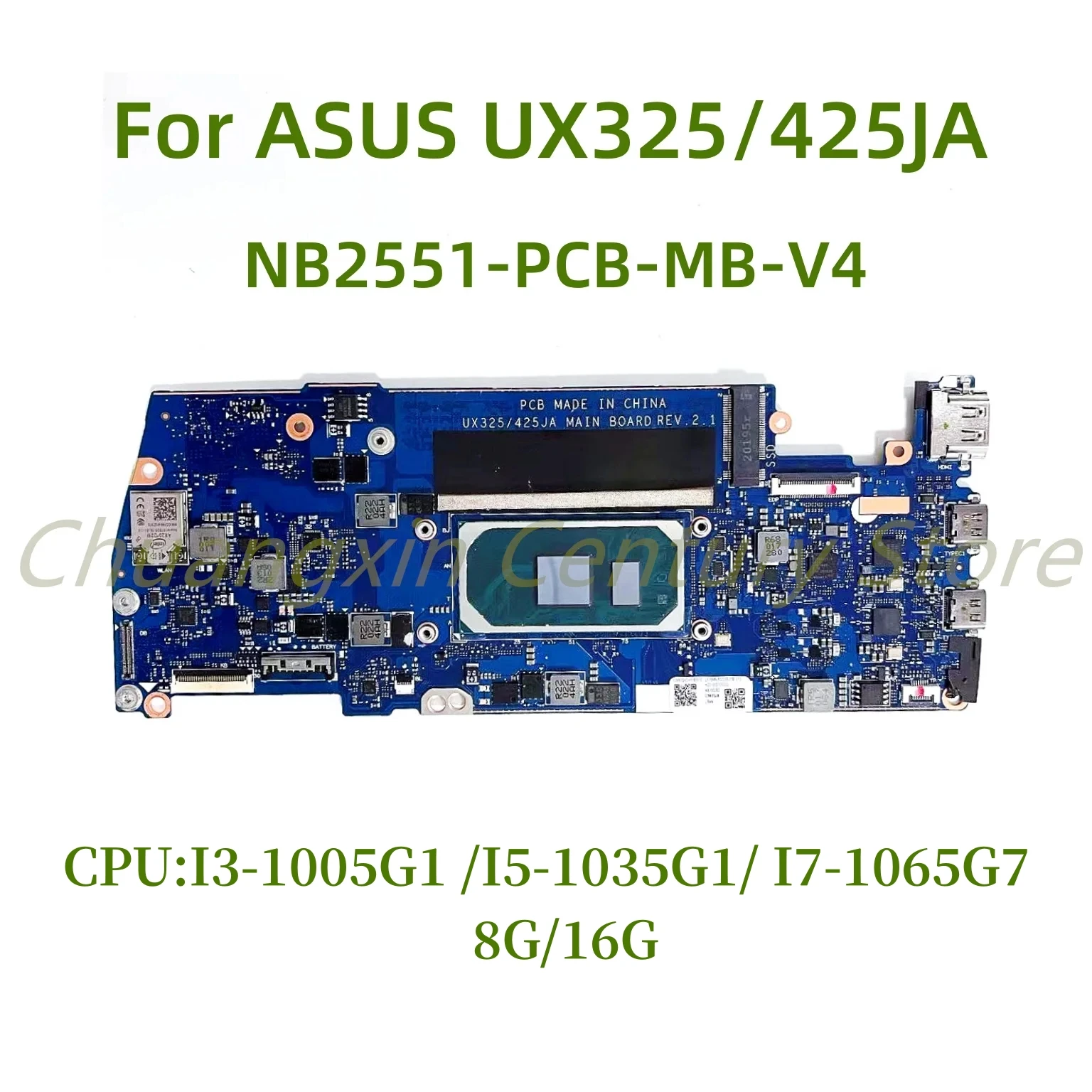 NB2551-PCB-MB-V4 R2.1 R3.0 Suitable for ASUS UX325/425JA laptop motherboard  with I3 I5 I7 CPU 8G/16G RAM 100% Tested Fully Work