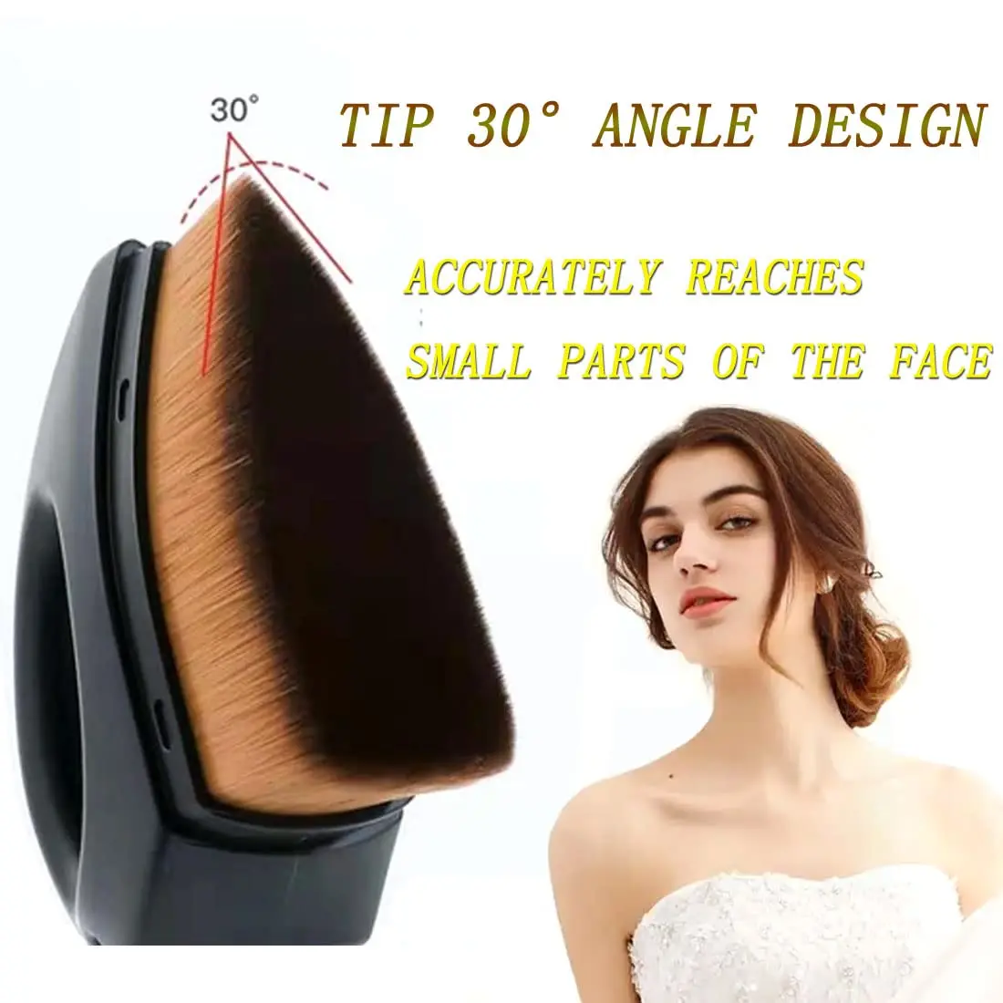 แปรงรองพื้นสแตนเลสขนาดเล็กพร้อมที่เก็บแปรงแต่งหน้าสำหรับรองพื้นชนิดน้ำ บีบีครีม แป้งแต่งหน้า เครื่องมือสำหรับช่างแต่งหน้า