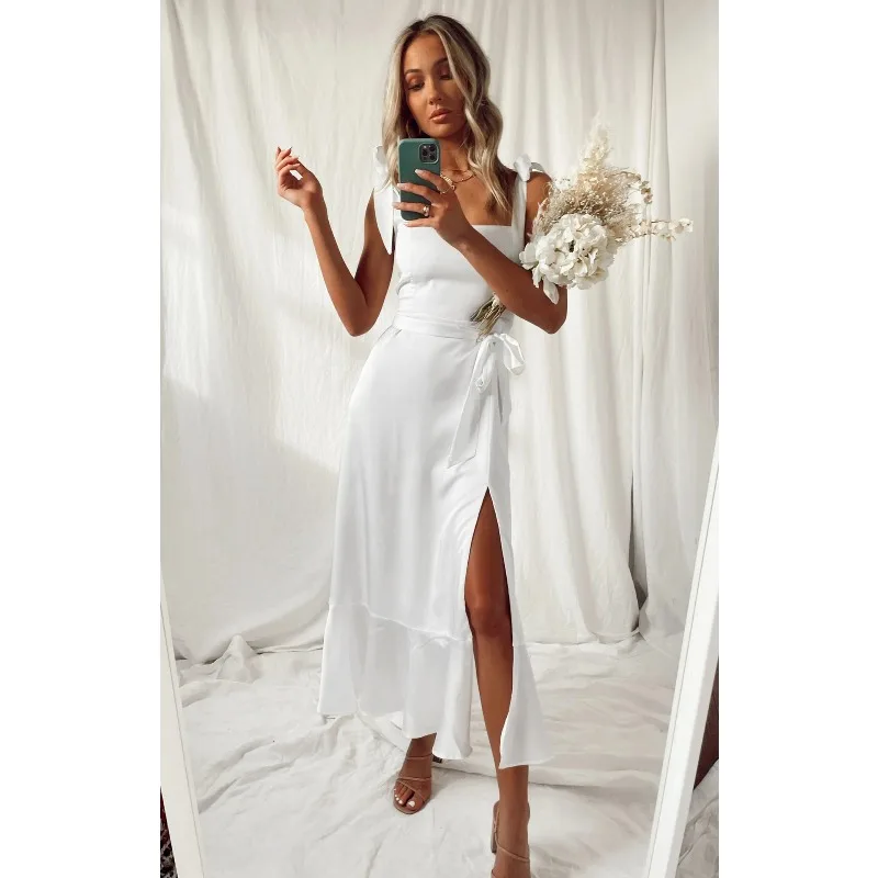 Vestidos 2025 mujer verano elegante moda viajero vestido dividido faldas Y2K ropa de mujer