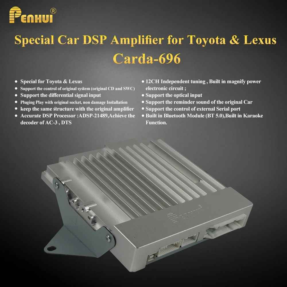64W X 12 CH Car DSP  Amplifier for To-yota & Le-xus  Cars Audio Upgrade System Karaoke Modules  5.1 CH Surrounded Music AC-3 DTS