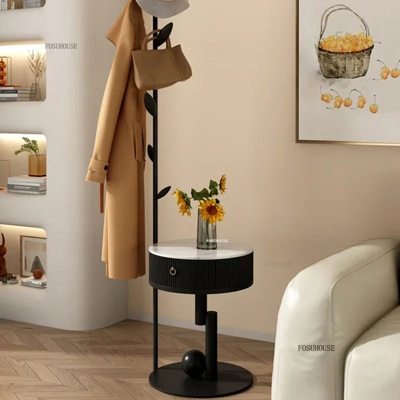 

Italian Slate Nightstands Home Round Bedside Table Creative Coat Rack Living Room Storage Cabinet Light Luxury Bedroom Furniture