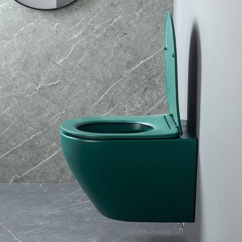Cheap Wall Hung Toilet Ceramic One Piece Coloured Glaze Red Wall Mounted Toilet Bowl