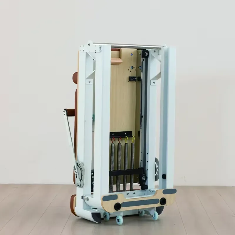 New Style Brown White Frame Pilates Reformer Foldable Reformer Folding Reformers Home Use Yoga Studio Durable Fitness