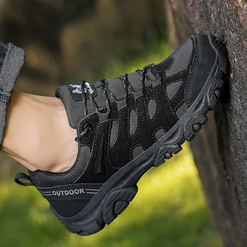 

Повседневная спортивная обувь, мужская уличная противоскользящая амортизирующая обувь на шнуровке с низким берцем, мужская дышащая походная обувь на плоской подошве, мужская обувь