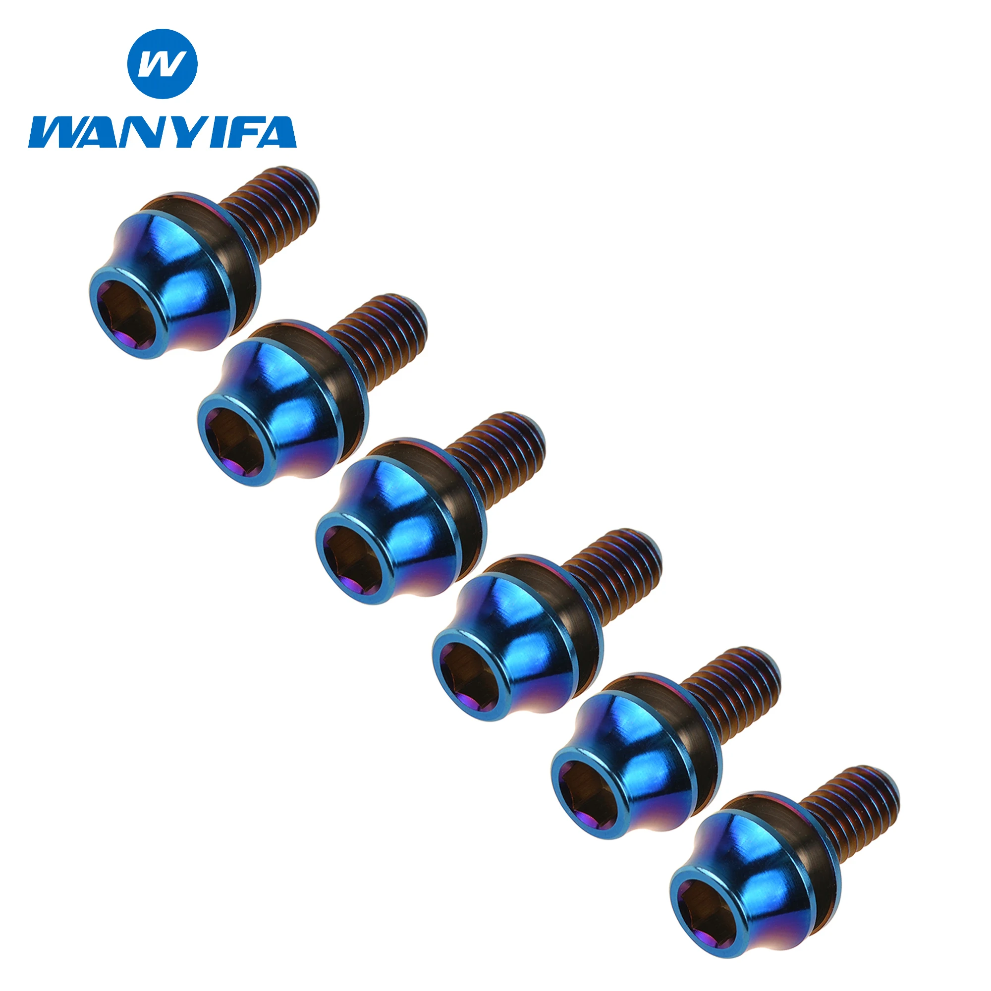 Wanyifa, 6 uds., perno de titanio M5x12mm, portabotellas para bicicleta, tornillos hexagonales, perno para portabotellas de agua con arandela