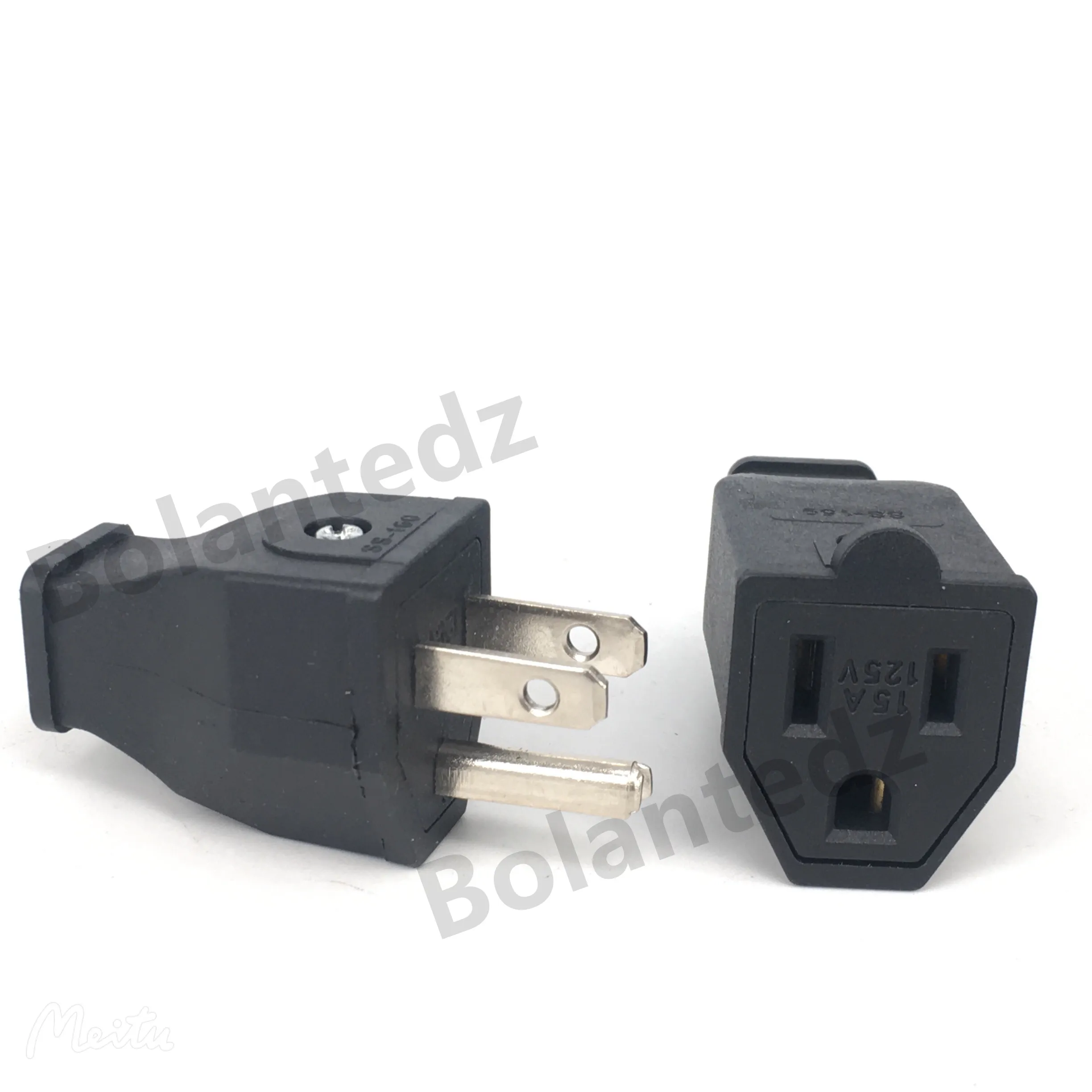 Black 125v 15a Nema L5-15P L5-15R US Female Male Connector USA Triprong Power Outlet Wiring Electrical Receptacle AC Socket Plug