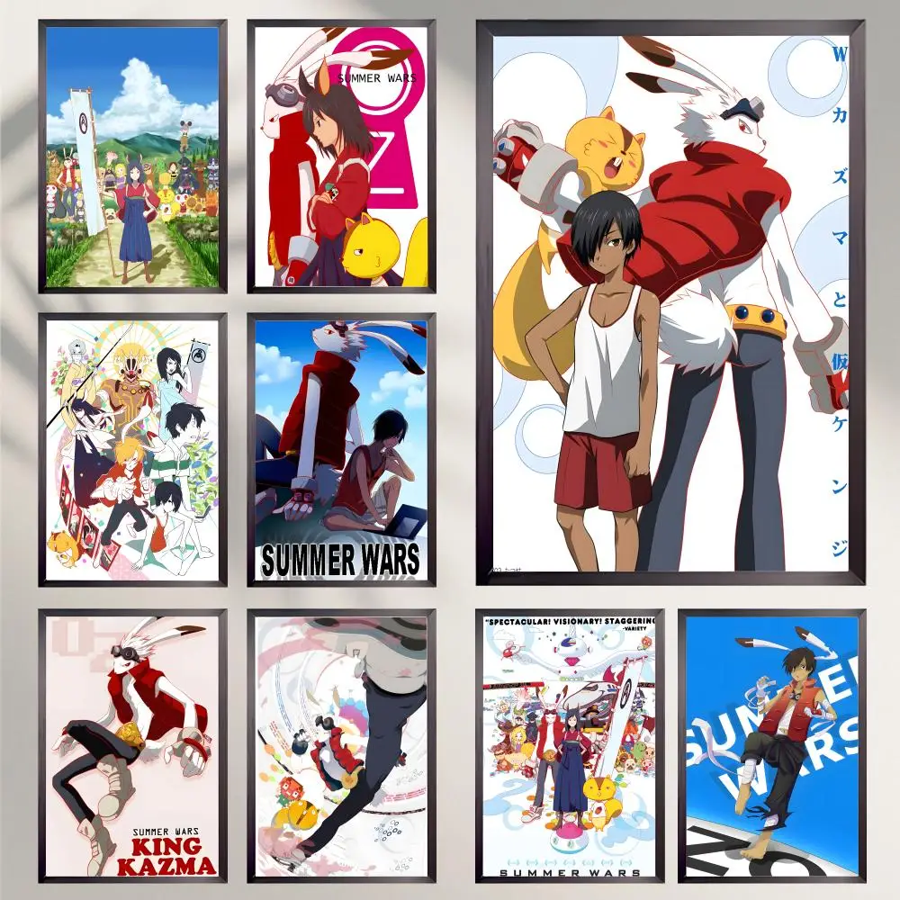 Anime S-Summer W-Wars Poster, HD, vielseitig, wasserfest, Wanddekoration, selbstklebend, perfekt für jeden Raum und ideales Geschenk