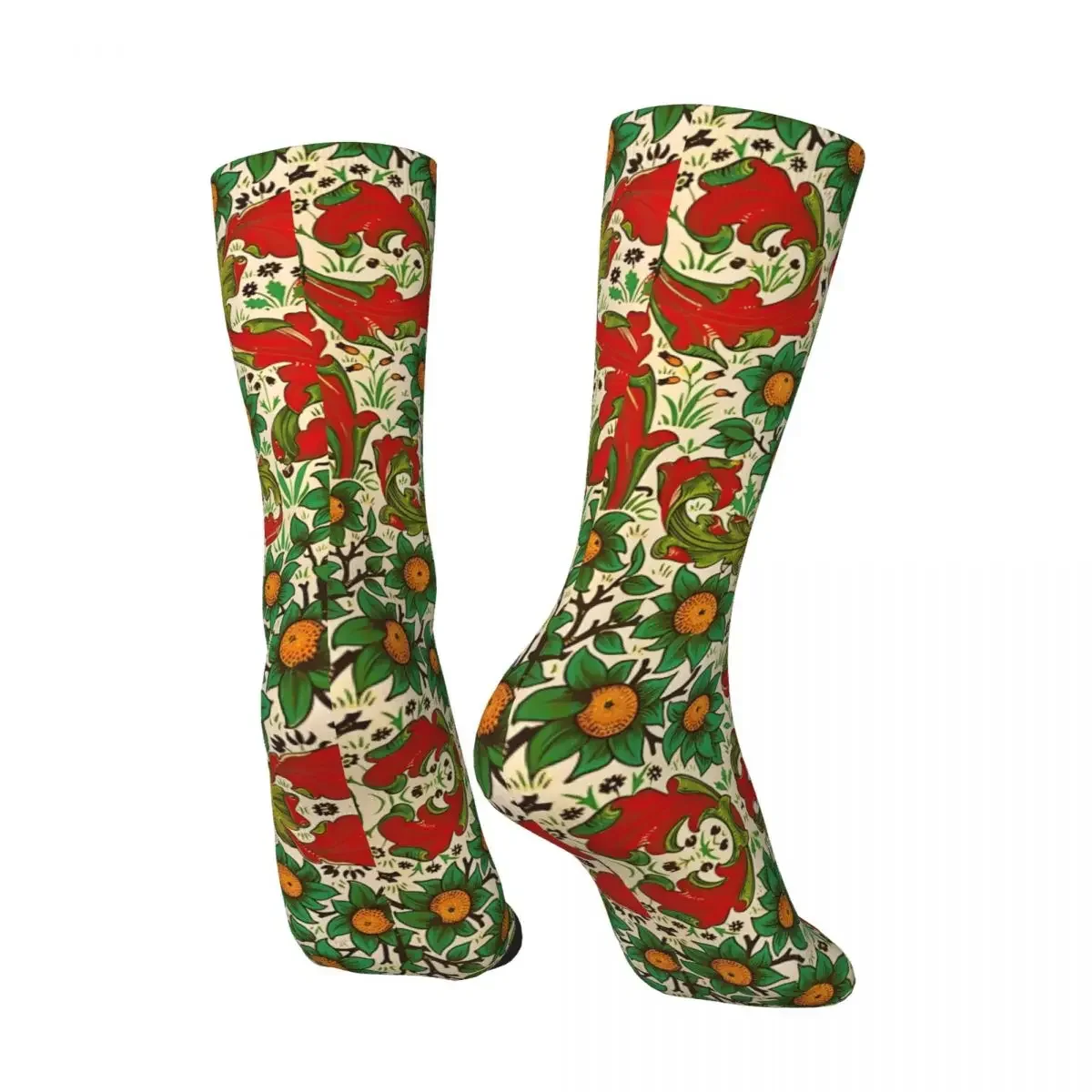 Flpwers Floral Art Nouveau Pattern Men's Socks Vintage Harajuku Street Style Novelty Casual Crew Sock