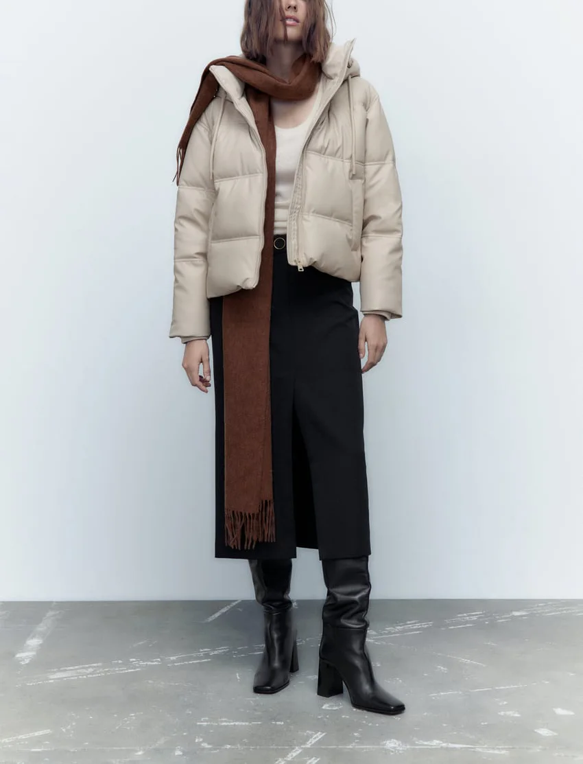 

Spring New Arrival Thiened Warm Cotton Jaet PU Leather ort Coat Warmth Commuter Sle Long Sve Zipper Closure Pure C...