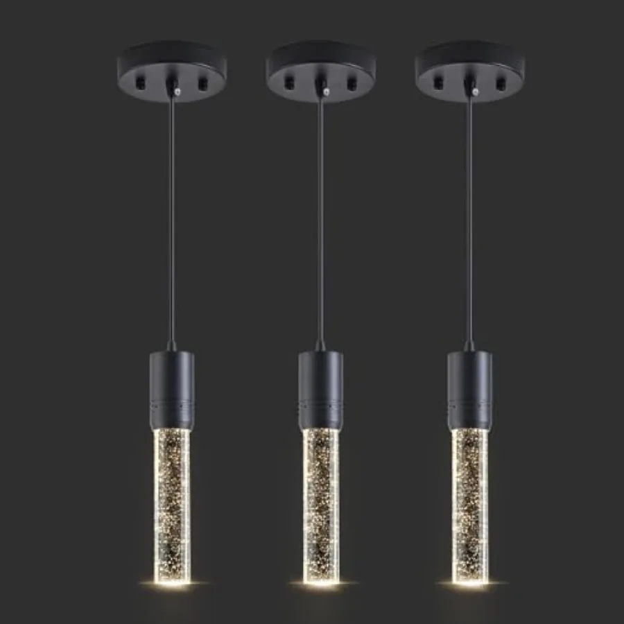 

Black Pendant Lights Kitchen Island Crystal Bubble Pendant Lights Adjustable Modern Pendant Light Fixtures for Dining Living Ro