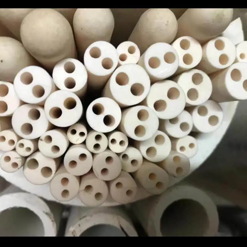10pcs 99 High-Purity Dual Hole Corundum Tube Thermocouple Core High-Temperature Resistant Porous Ceramic Tube 1Meter