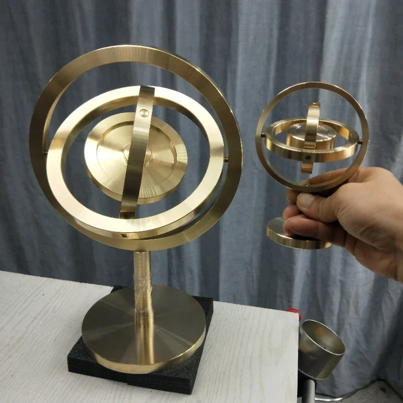 Brass Mechanical Metal Gyroscope Large Gyroscope Designed Student Science Technology Self Balancing Gyroscope Decompression Toy