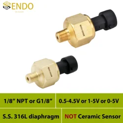 Sensore pressione olio acqua 50 psig 150 psig 16bar manometro DC 5V o 12V 0.5 4.5V 0 5V 1 5V uscita AISI 316L membrana alloggiamento in ottone