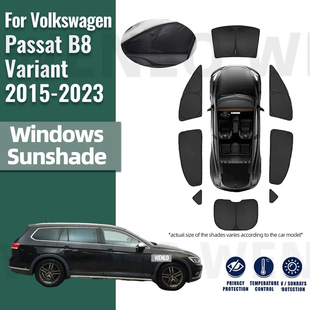 For Volkswagen VW Passat B8 Wagon Variant 2015-2023 Full Cover Car Sunshade Front Windshield Curtain Rear Side Window Sun Shade